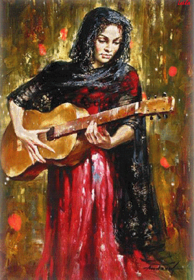 femme avec une guitare